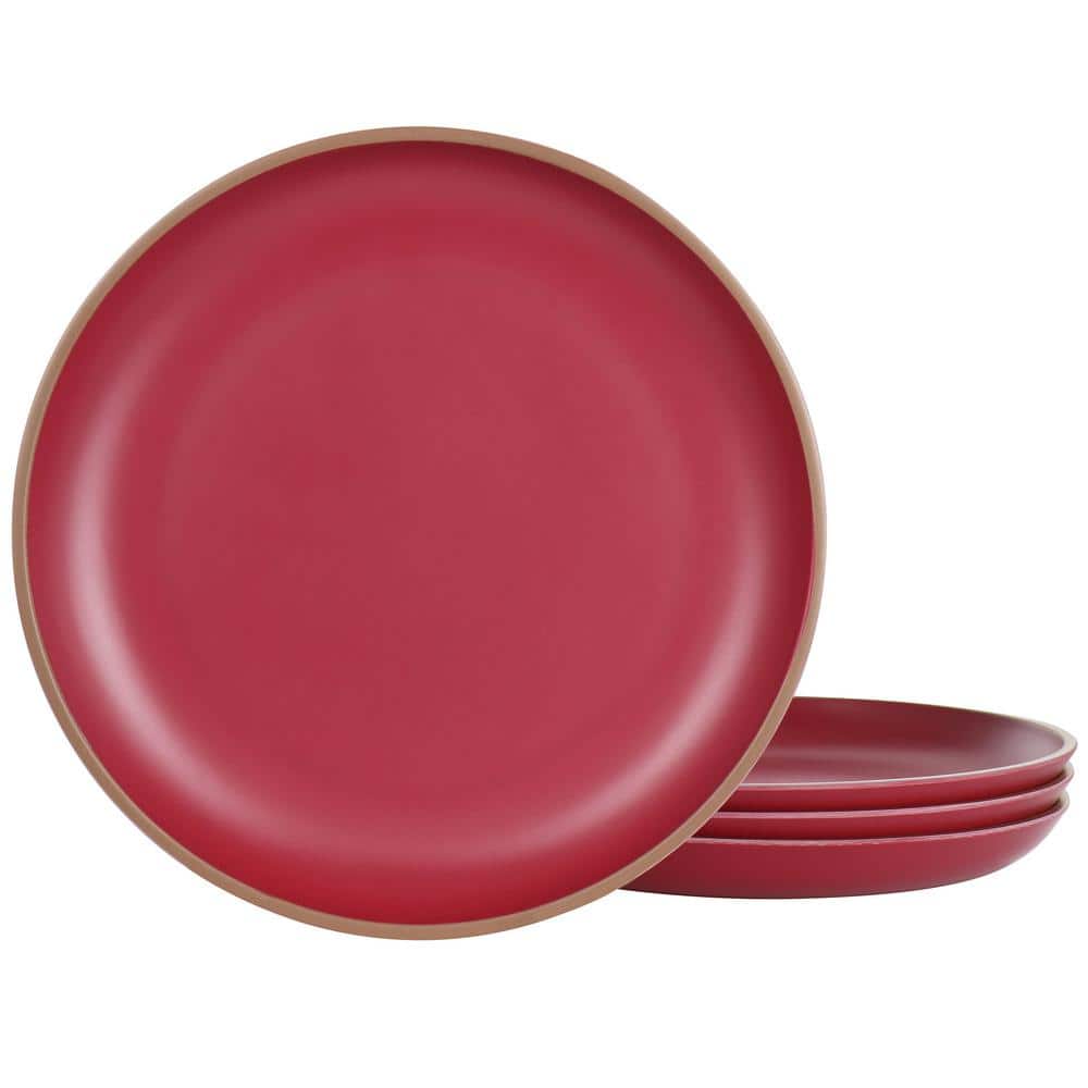 Rockabye 4-Piece Melamine Dinner Plate Set in Dark Pink - Hercitys