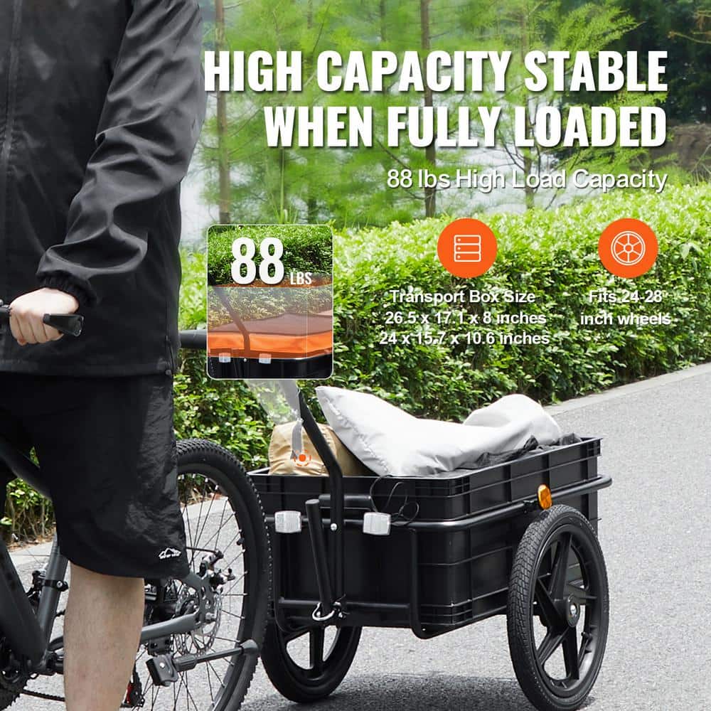Bike Cargo Trailer 2.44 cu ft Capacity Heavy-Duty Bicycle Wagon Cart Metal Garden Cart - Hercitys
