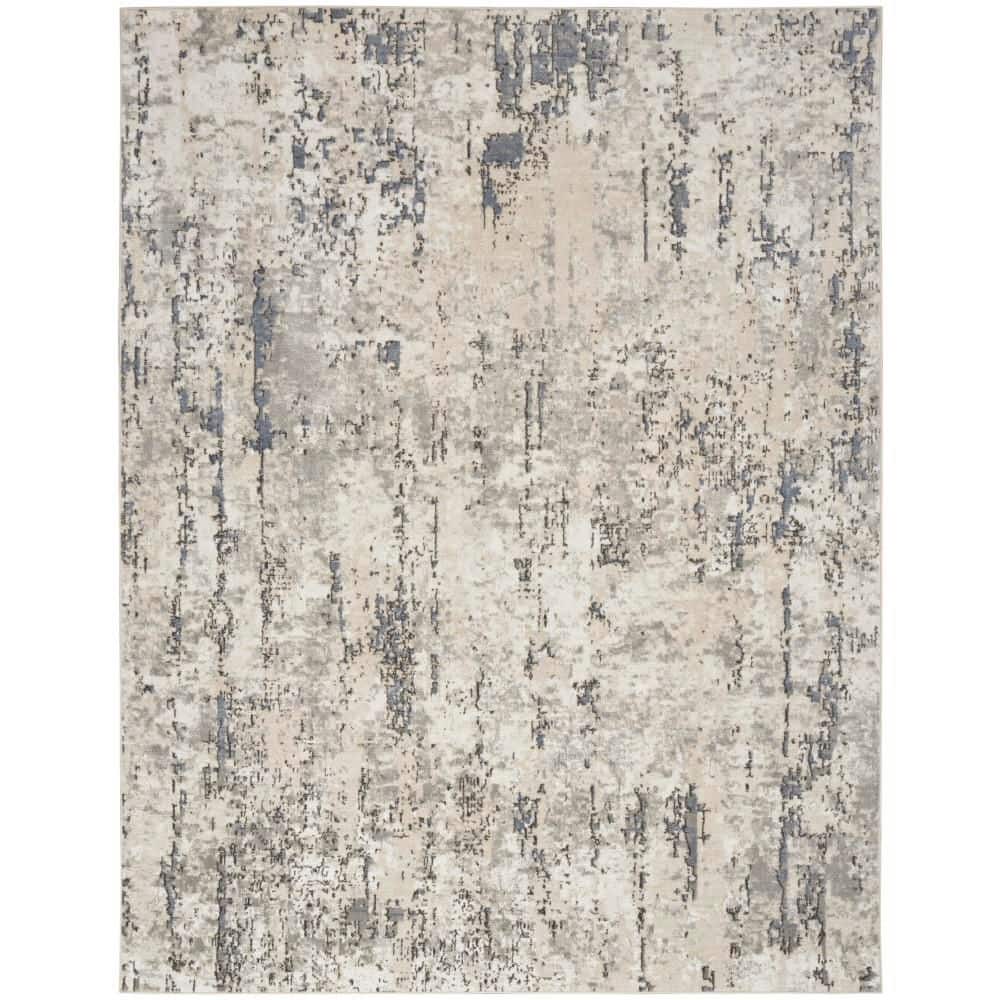 Concerto Ivory Blue Grey 5 ft. x 7 ft. Abstract Contemporary Area Rug - Hercitys