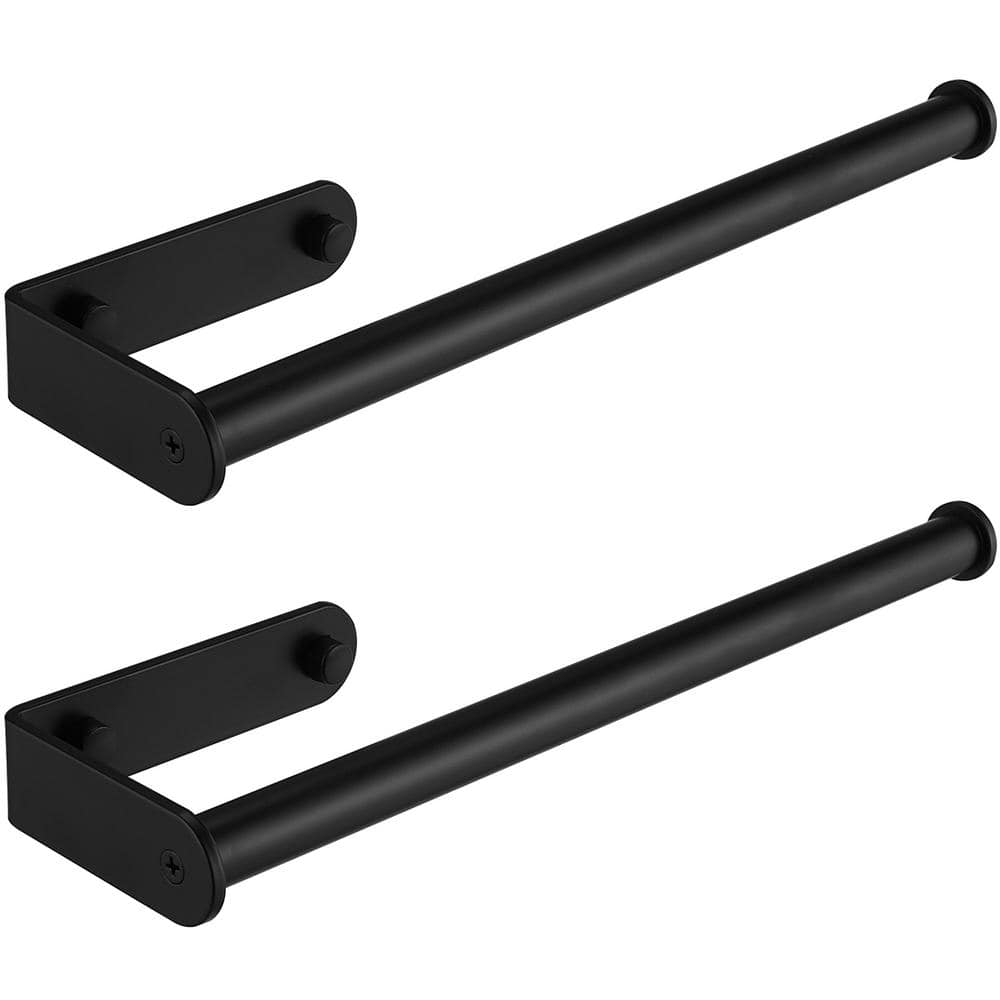 Wall Mount Paper Towel Holder Bulk-Self-Adhesive Under Cabinet In Matte Black(2 pcs) - Hercitys