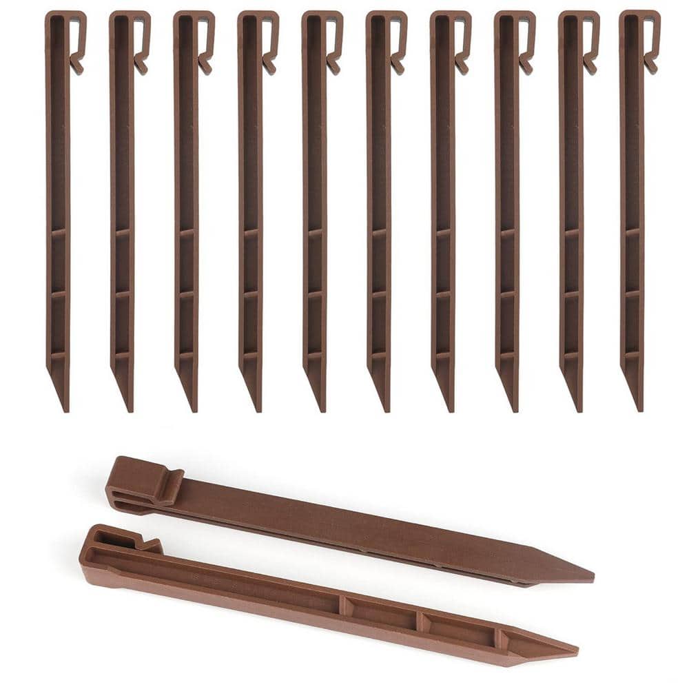 9.64 in. Brown Plastic Landscape Anchoring Spikes (12 Per Pack) - Hercitys
