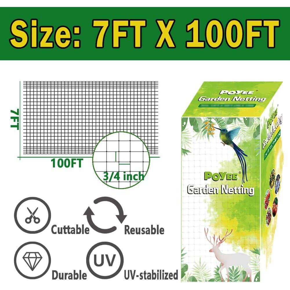 7.5 x 100 ft. Durable UV-Resistant Plastic Garden Fence Netting for Fruit Tree, Plant, & Bush Protection Against Animals - Hercitys