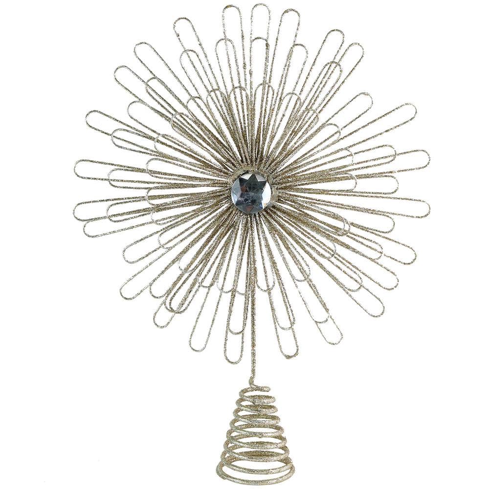 Flower Sunburst Tree Topper – Christmas Glitter Holiday Starburst Decoration - Hercitys