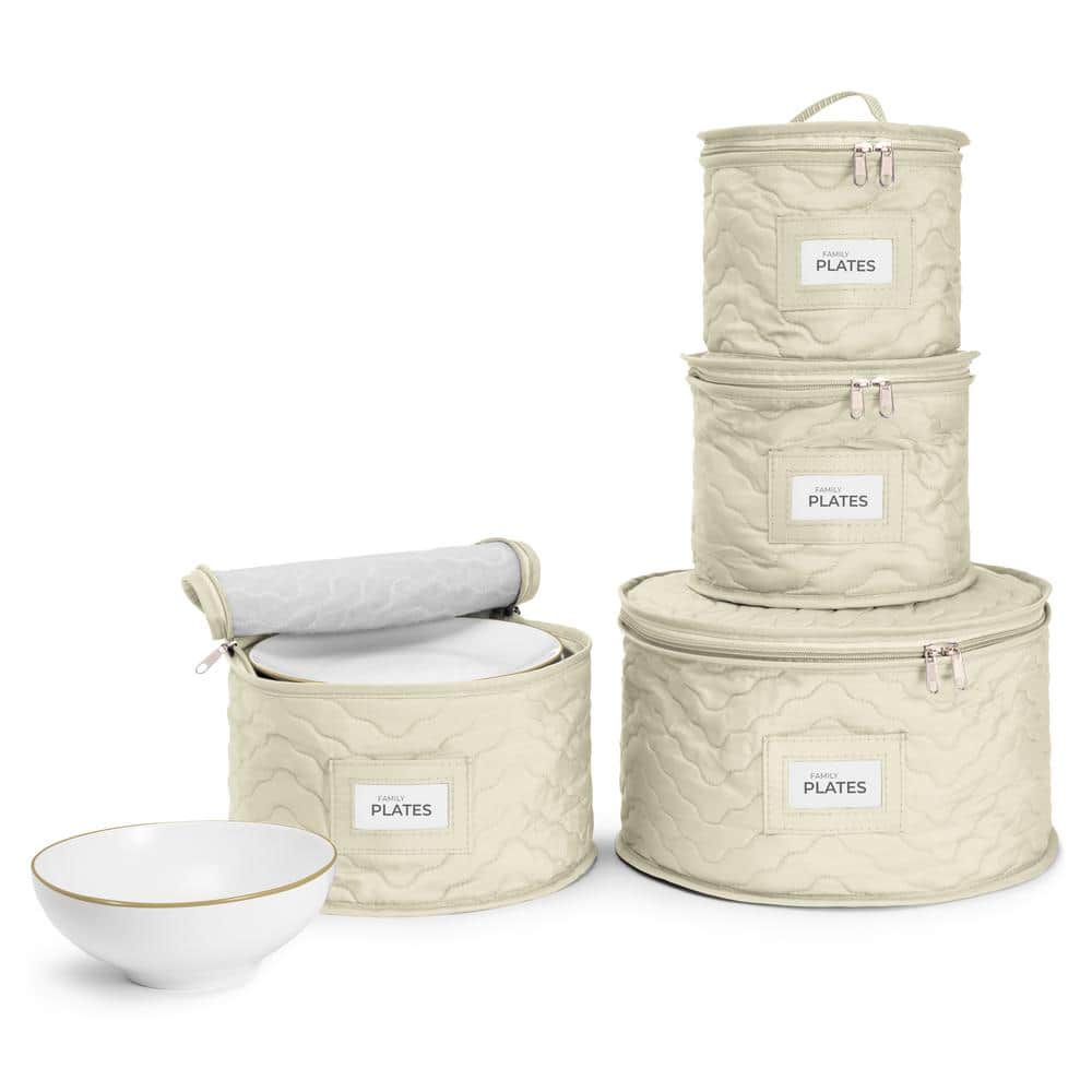 China Storage Containers-Quilted Dish Storage Containers for Organizing, Beige - Hercitys