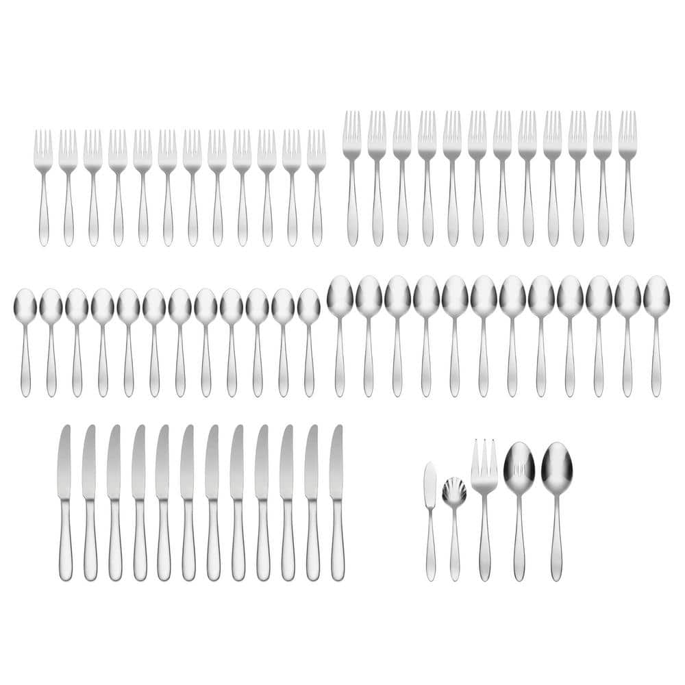 Moon Crest 65-Piece Silver 18/0-Stainless Steel Flatware Set (Service For 12) - Hercitys