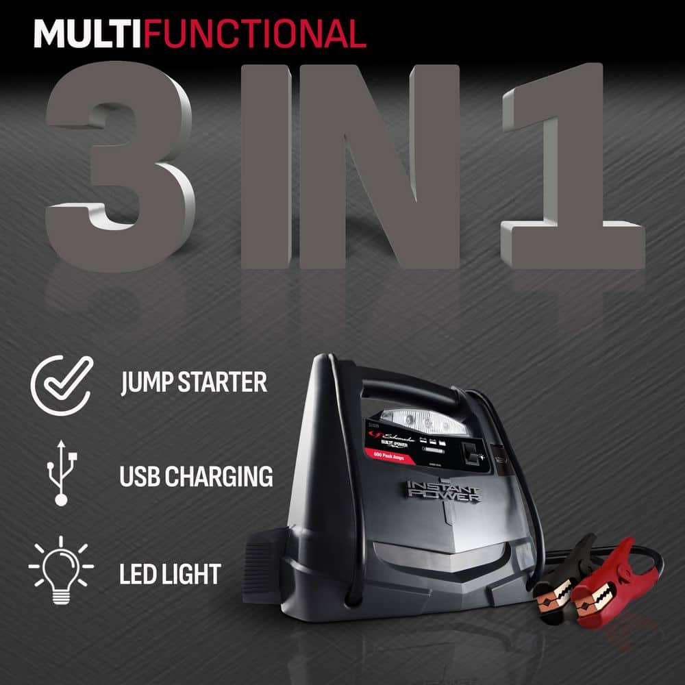 Automotive Portable Power Station and 600 Peak Amp Jump Starter with 12-Volt DC Outlet and LED Area Light - Hercitys