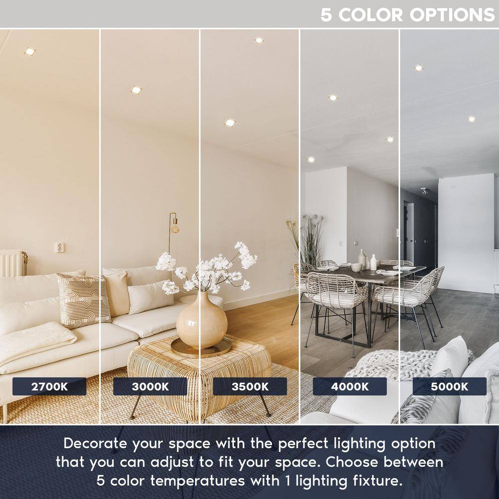 6 in. Square Brass Modern Flush Mount Ceiling Light Selectable LED Integrated 15W 1000LM 5CCT 2700K-5000K Dimmable ETL - Hercitys