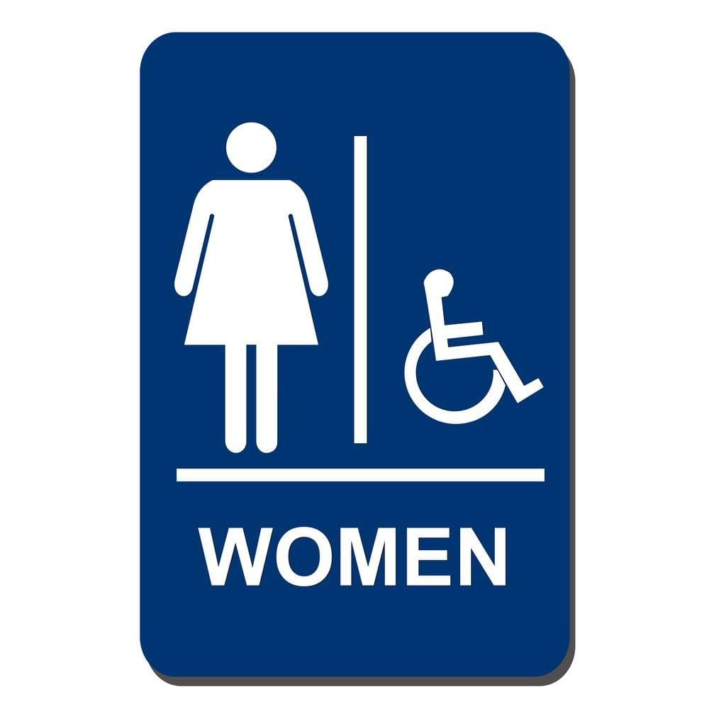 6 in. x 9 in. Women Accessible Braille for Latch Side of Door Sign - Hercitys