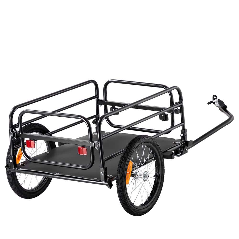 Bicycle Trailer, Garden Cart, Metal 160 lbs. 3.89 cu. ft. Capacity, Durable Cart, Collapsible, For 22 in.-28 in. Wheels - Hercitys