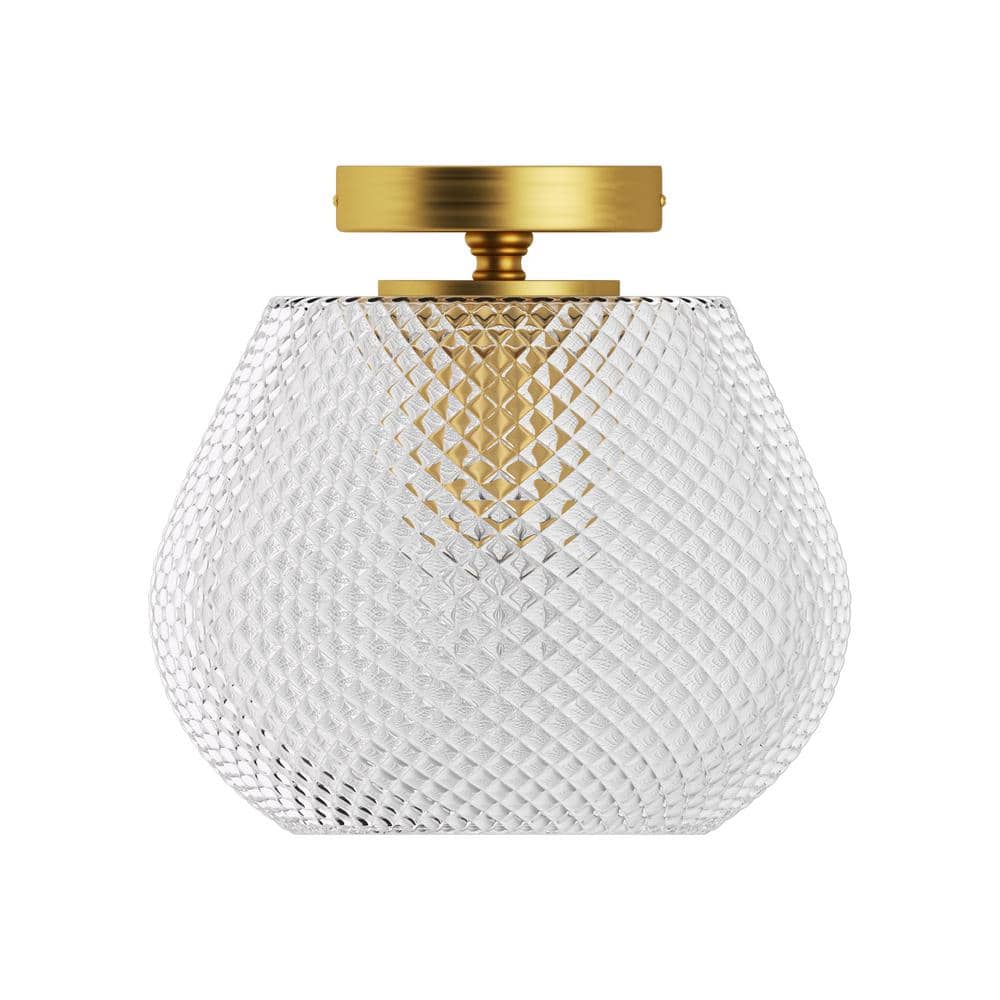 Raleigh 9.8 in. Single Head Brass Semi-Recessed Ceiling Light (Bulb not Included). - Hercitys