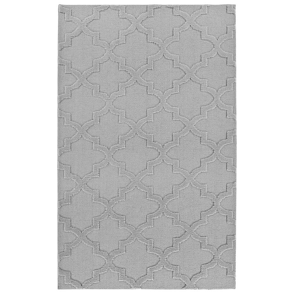 Quatro 5 Ft. x 7 Ft. Silver Cut-loop Trellis Area Rug - Hercitys