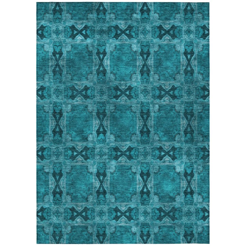 Chantille ACN564 Teal 5 ft. x 7 ft. 6 in. Machine Washable Indoor/Outdoor Geometric Area Rug - Hercitys