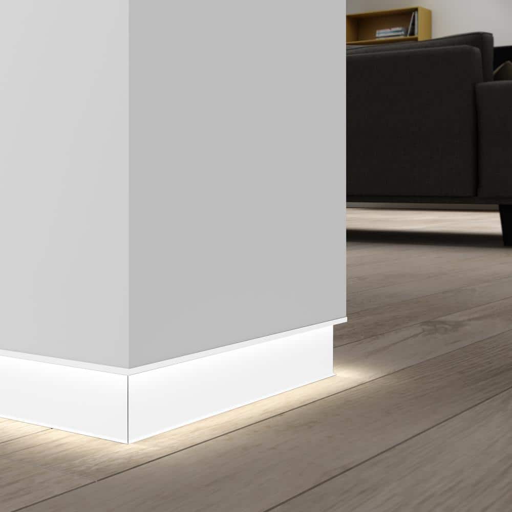 Novorodapie Eclipse Matt White 9/16 in. x 4 in. x 98-1/2 in. Aluminum Tile Edging Trim - Hercitys