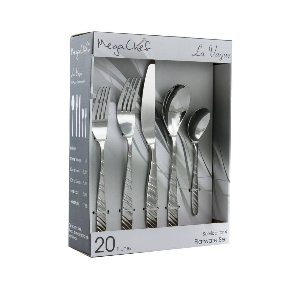 La Vague 20-Piece Silver Stainless Steel Flatware Set (Service for 4) - Hercitys
