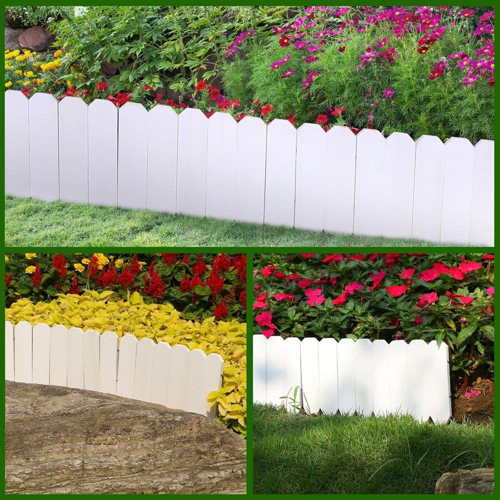 9 in. H Carbonized Fir Wood Garden Fence Edging Decorative Tree Border Weather-Resistant for Flower Beds Lawns Pathways - Hercitys