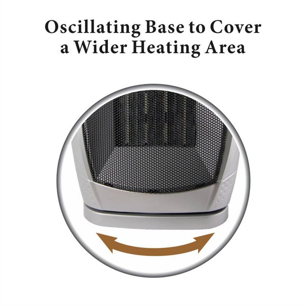 Portable Oscillating 6.4in Electric Ceramic Heater with Thermostat - Hercitys