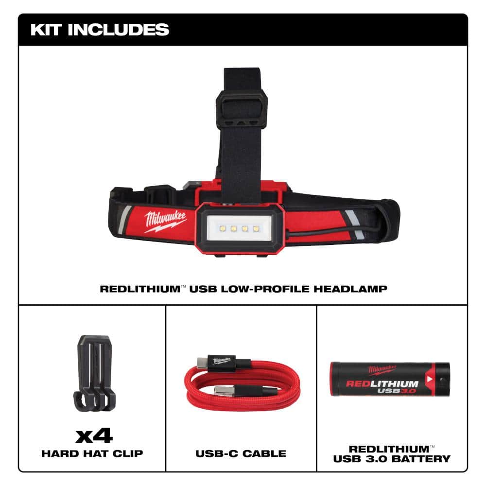 600 Lumens LED REDLITHIUM USB Low-Profile Hard Hat Headlamp - Hercitys