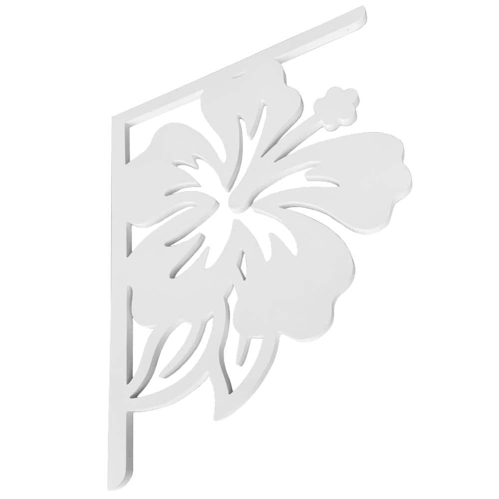 Decorative 16 in. Paintable PVC Hibiscus Mailbox or Porch Bracket - Hercitys