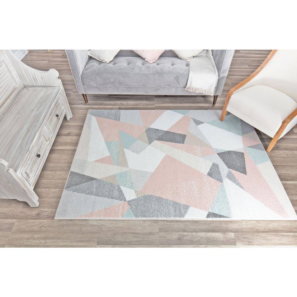 Mika Milkshake Pink 9 ft. x 12 ft. Geometric Contemporary Area Rug - Hercitys