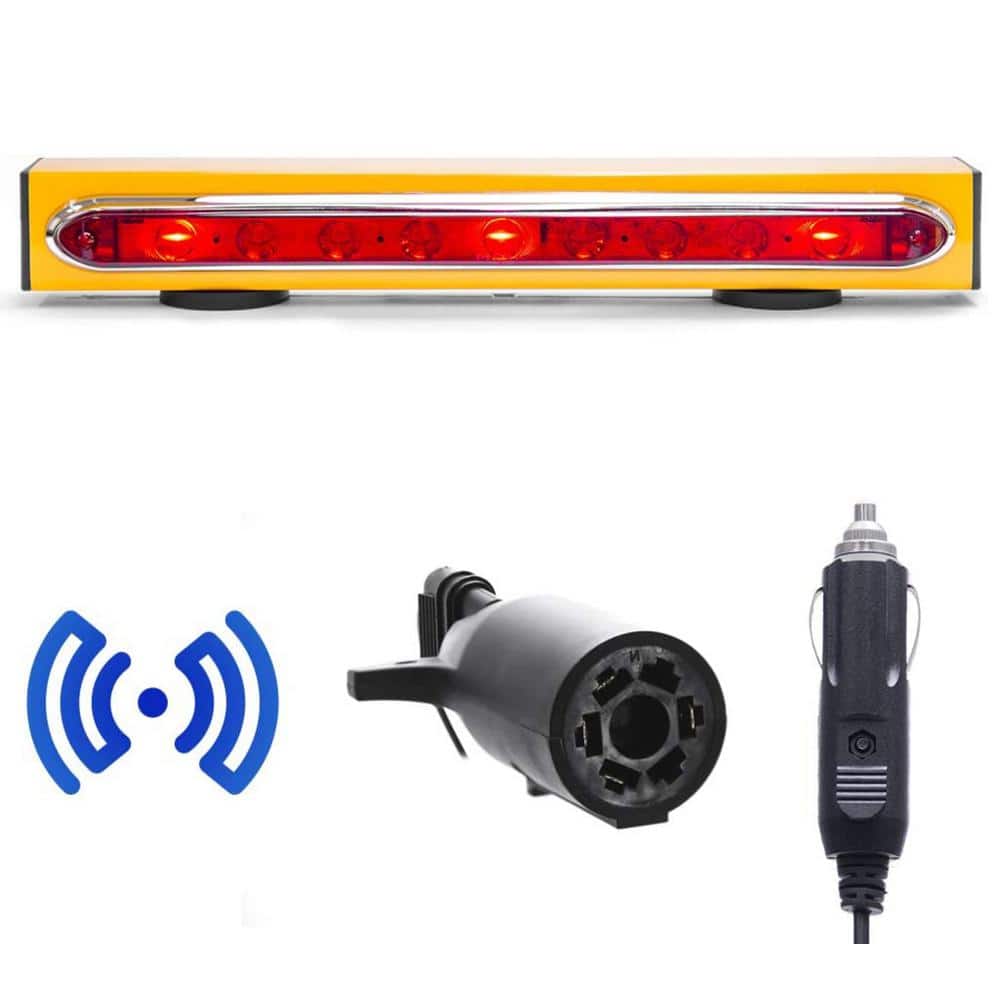 Wireless Trailer Tow Light Bar 19 in. Magnetic Mount, Ultra Bright LED with 7 Pin RV Blade Hitch Transmitter - Hercitys