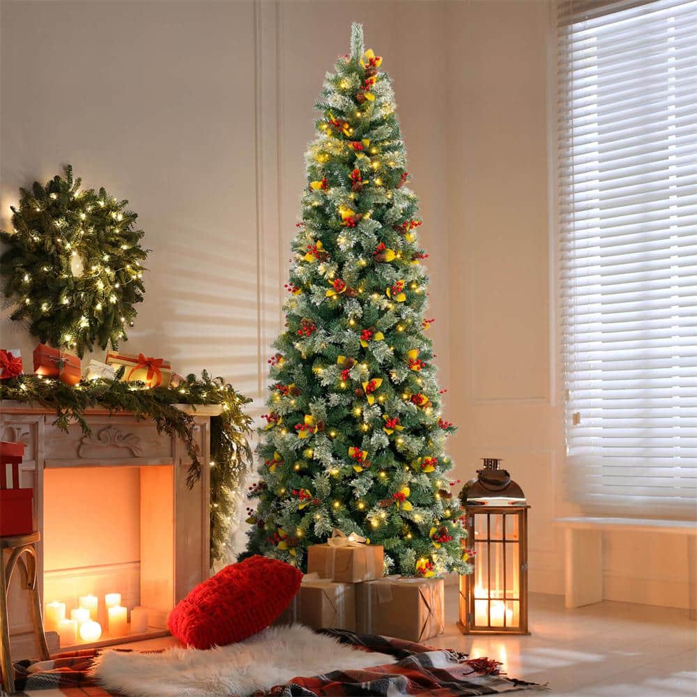 9 ft. Green PreLit Artificial Christmas Tree with 1416 Branch Tips 560 Warm White LED Lights - Hercitys