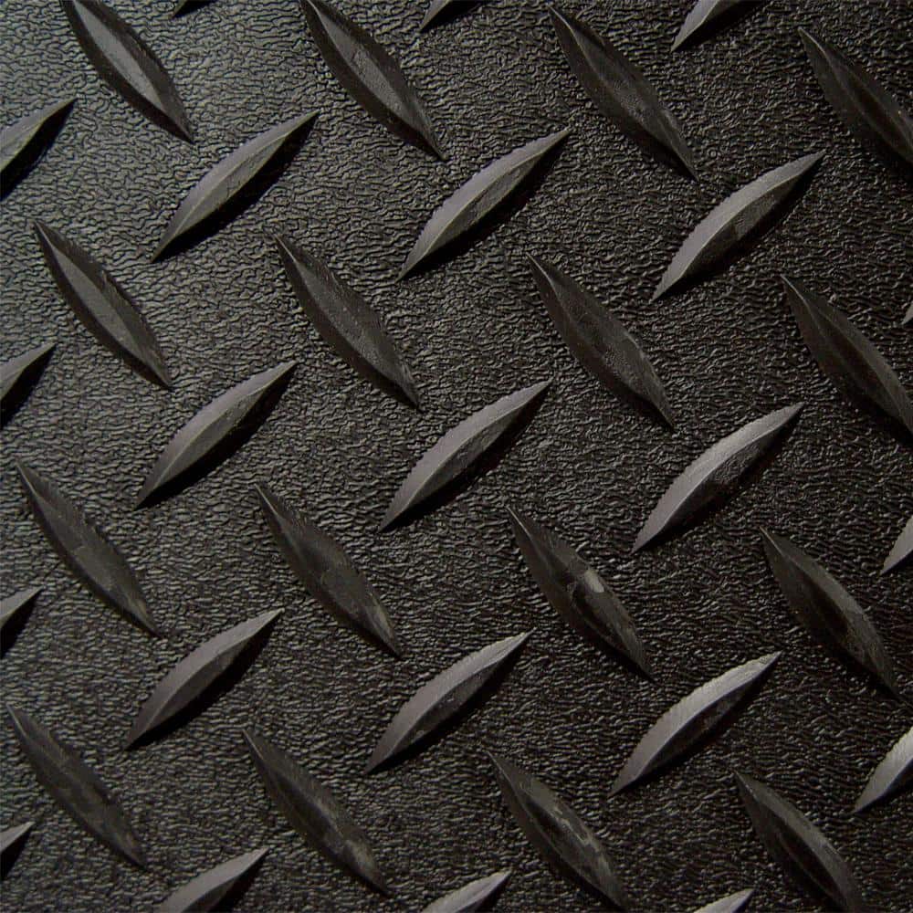 Textured Slip Resistant Diamond Plate 5 ft. x 9 ft. Black Garage Flooring Roll Vinyl Golf Cart Mat, 23 sizes available - Hercitys