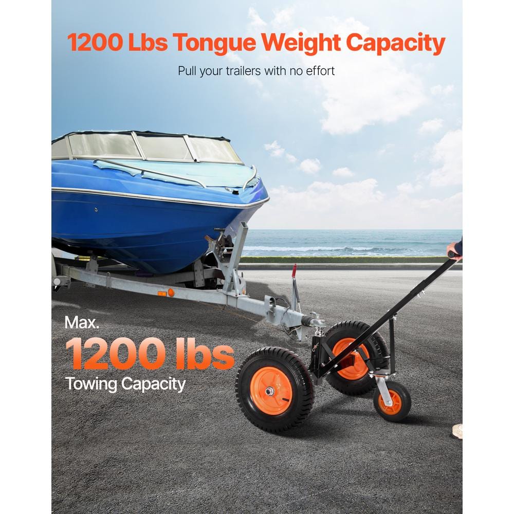 Trailer Dolly, 1200 lbs. Tongue Weight Capacity, Carbon Steel Trailer Hitch Mover w/18 in. and 22 in. Height Adjustable - Hercitys