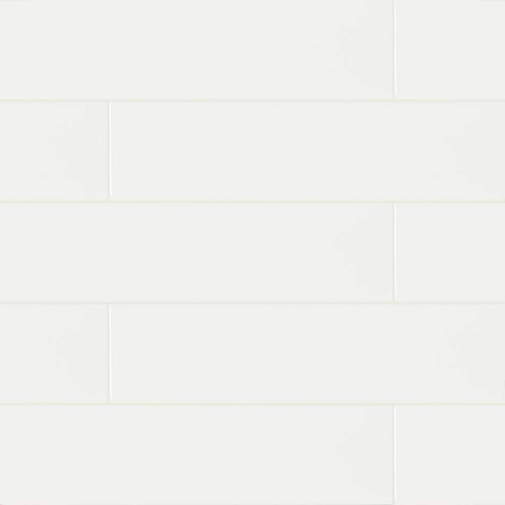 White 4 in. x 16 in. Glossy Ceramic Subway Wall Tile (8.8 sq. ft./Case) - Hercitys