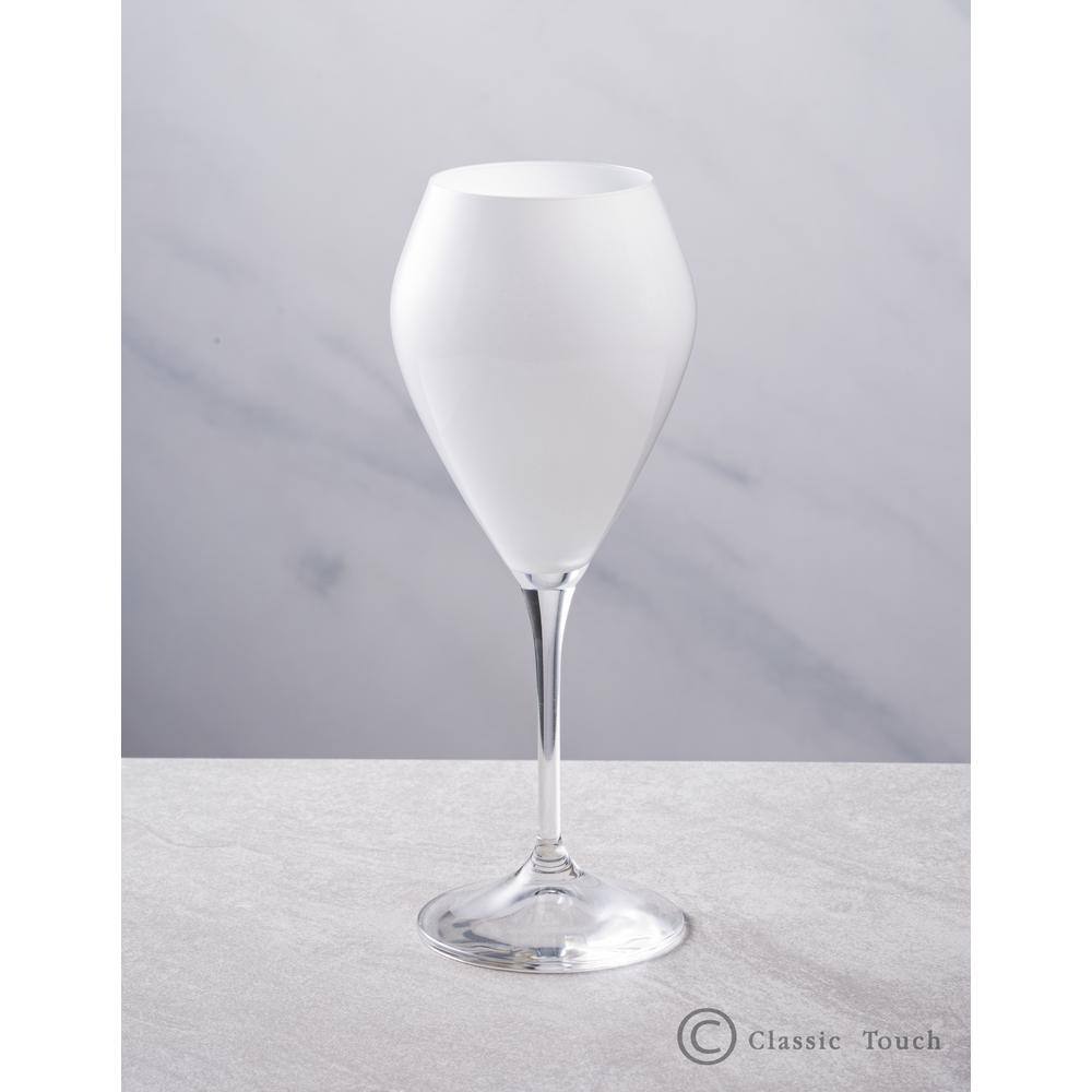 Set of 6 10 oz. V-Shaped Water Glasses White with Clear Stem - Hercitys