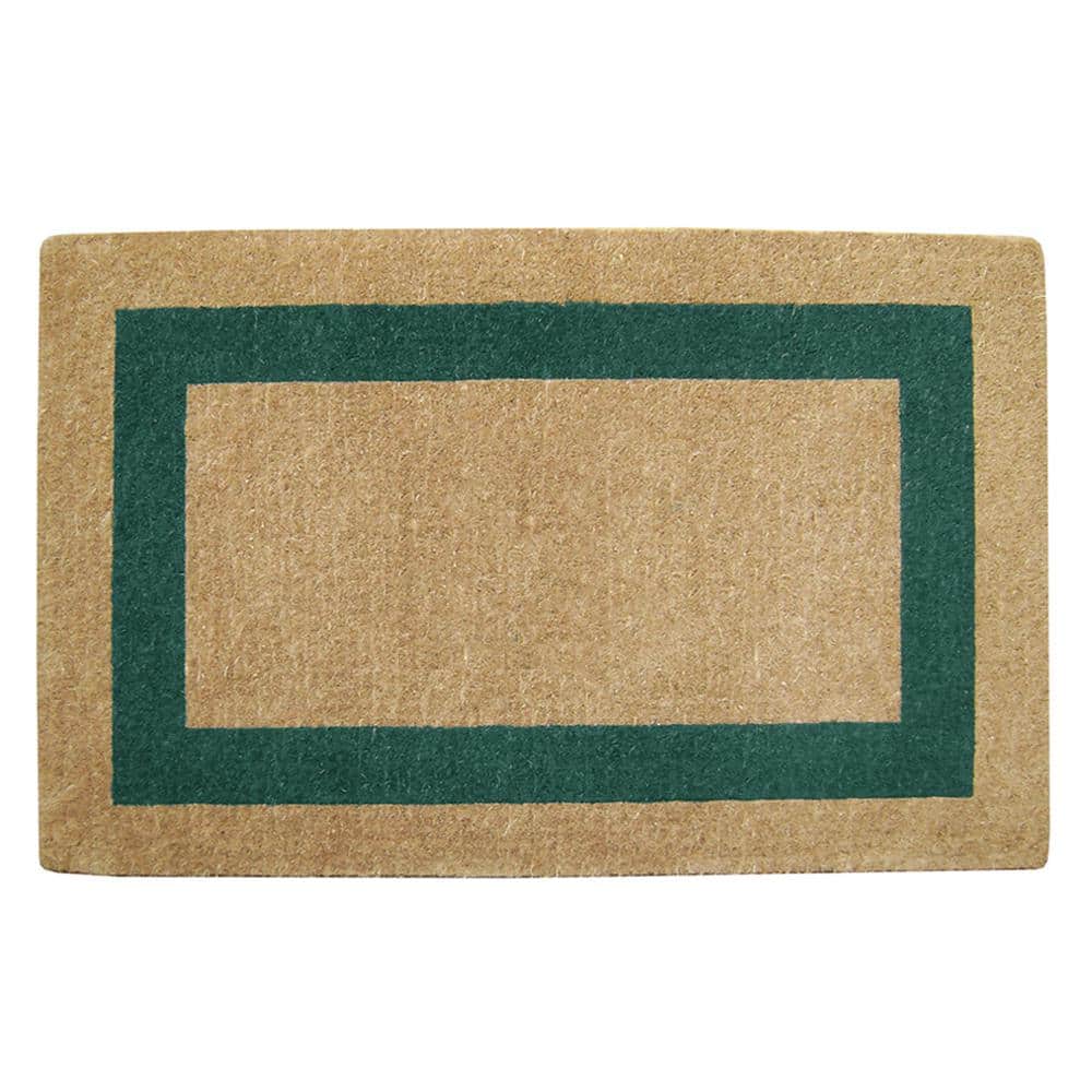 Heavy Duty Green 30 in. x 48 in. Coir Plain Single Picture Frame Indoor Outdoor Door Mat - Hercitys