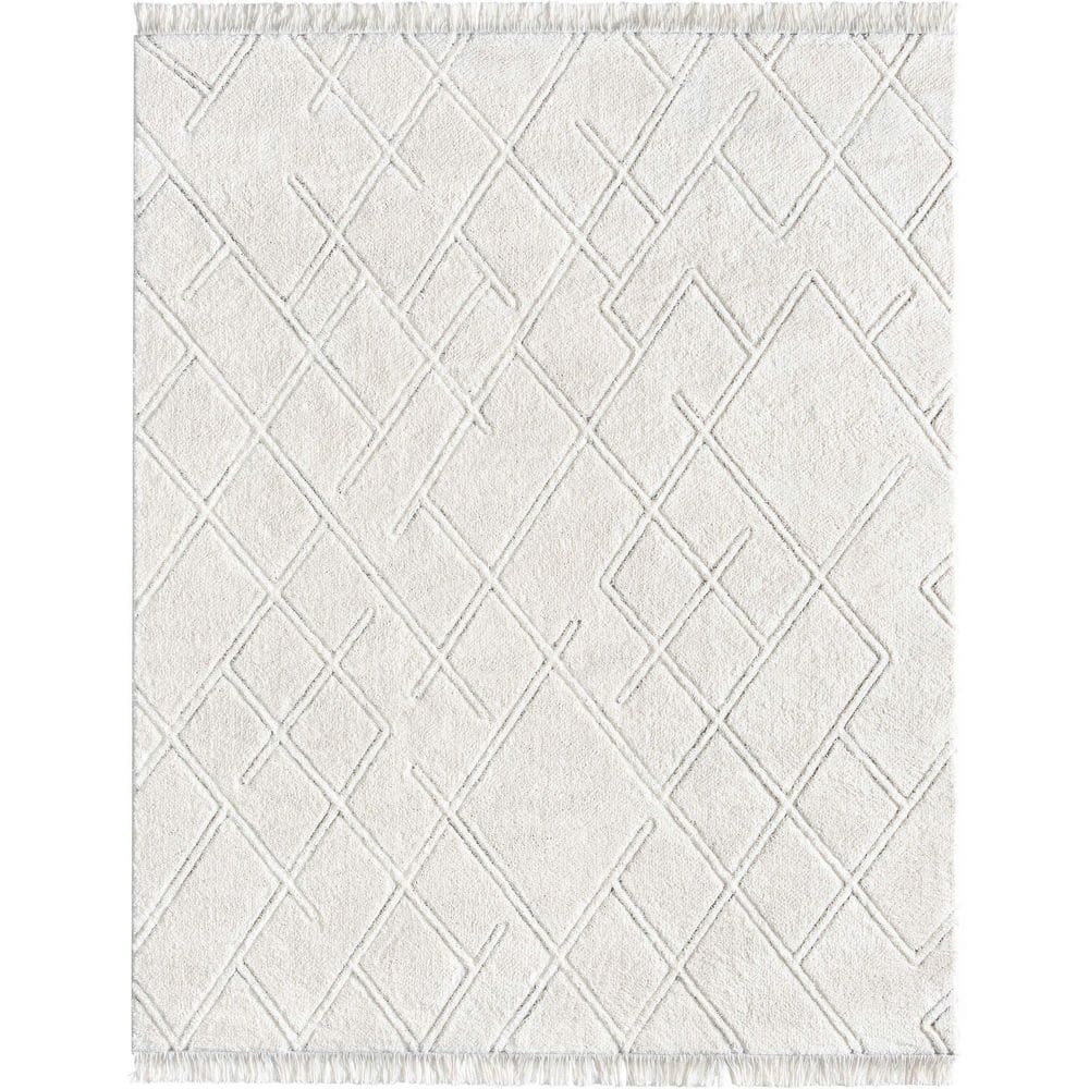 Marina Firth Modern Solid Shag, Ivory 5 ft. 3 in. x 7 ft. 3 in., Area Rug - Hercitys