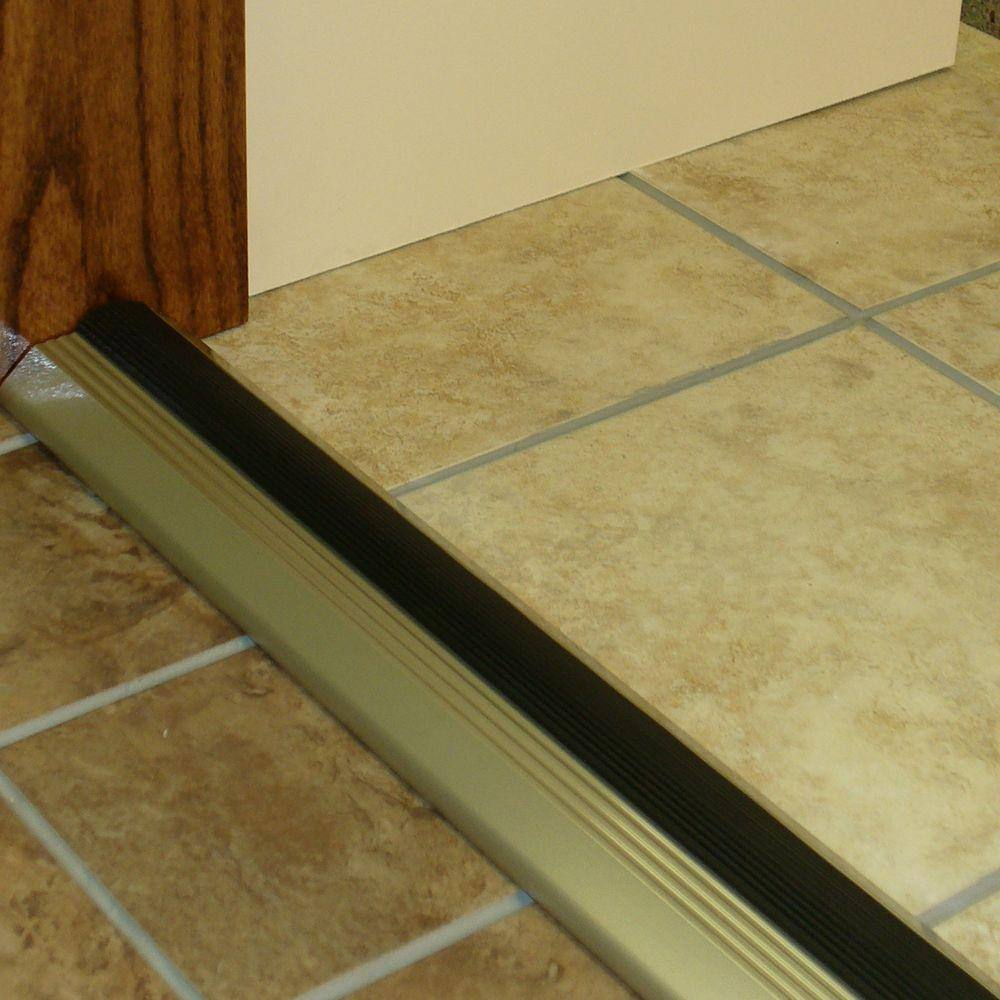 Deluxe High 3-3/4 in. x 42 in. Satin Nickel Aluminum Threshold with Vinyl Seal - Hercitys