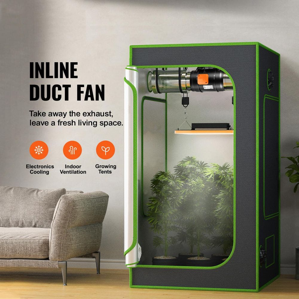 Inline Duct Fan, 8-in. 807 CFM with Temperature Humidity Controller, Quiet EC-motor Ventilation Exhaust Fan - Hercitys