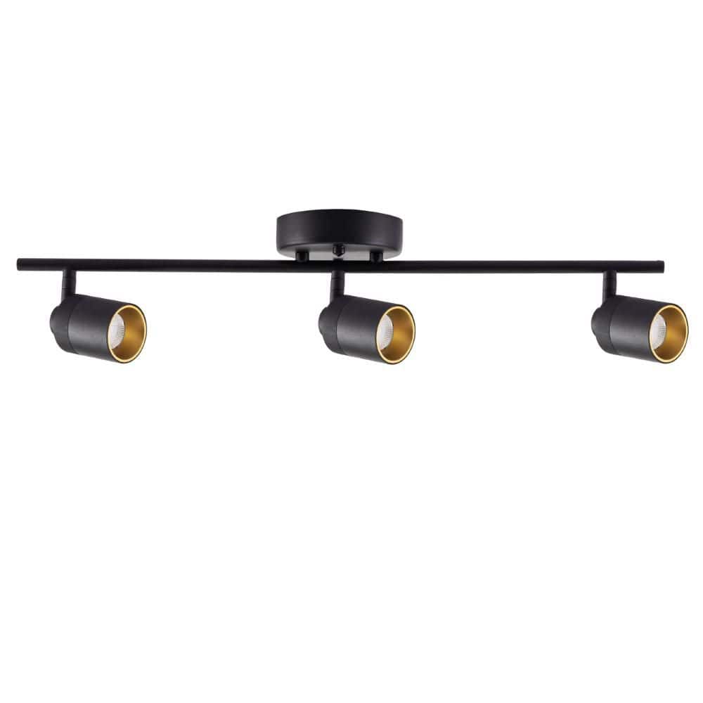 Shura 3-Light Matte Black Integrated LED Flush Mount Ceiling Light with Rotatable Heads, 24 in. W, 3000k, 1470 Lumens - Hercitys