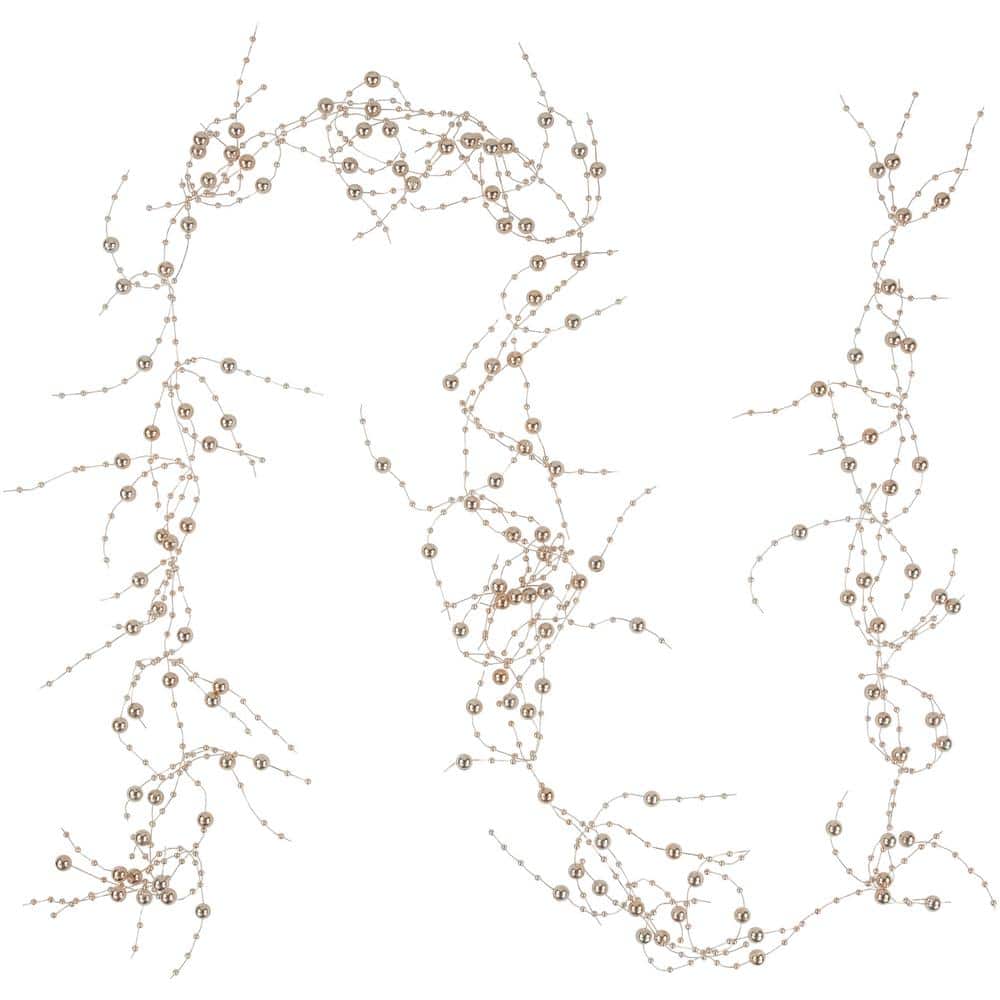 Metallic Rose Gold Beaded Christmas Garland – Unlit – 5 ft. - Hercitys