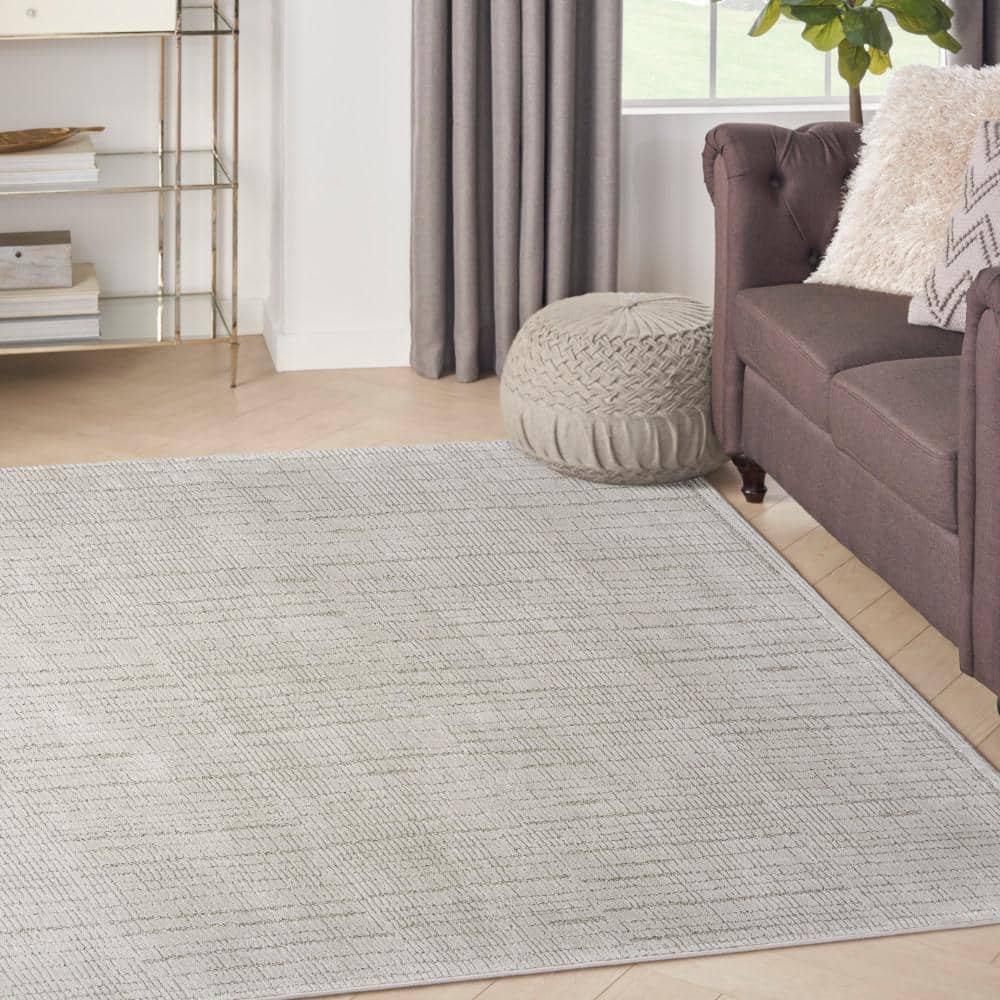 Santa Cruz Silver 5 ft. x 7 ft. Abstract Contemporary Area Rug - Hercitys