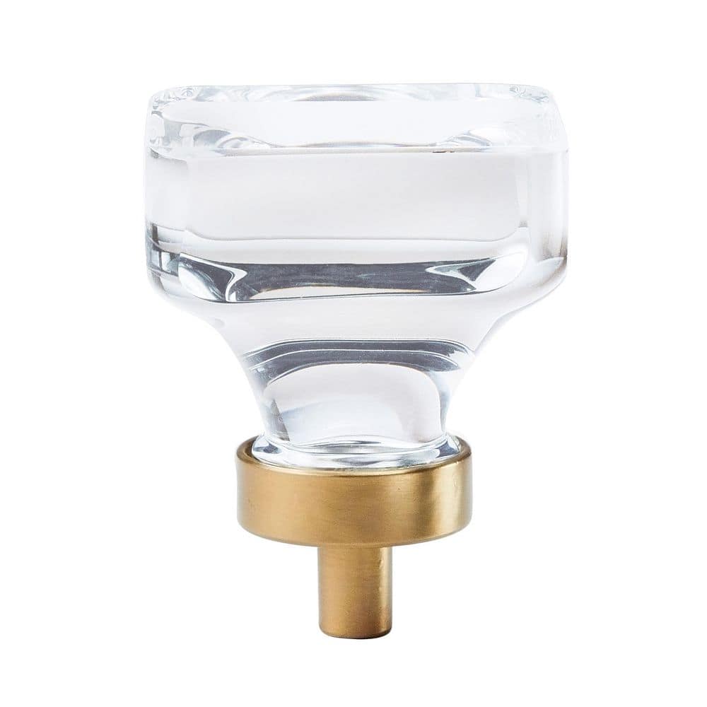 Glacio 1-3/8 in. (35mm) Modern Clear/Champagne Bronze Square Cabinet Knob - Hercitys