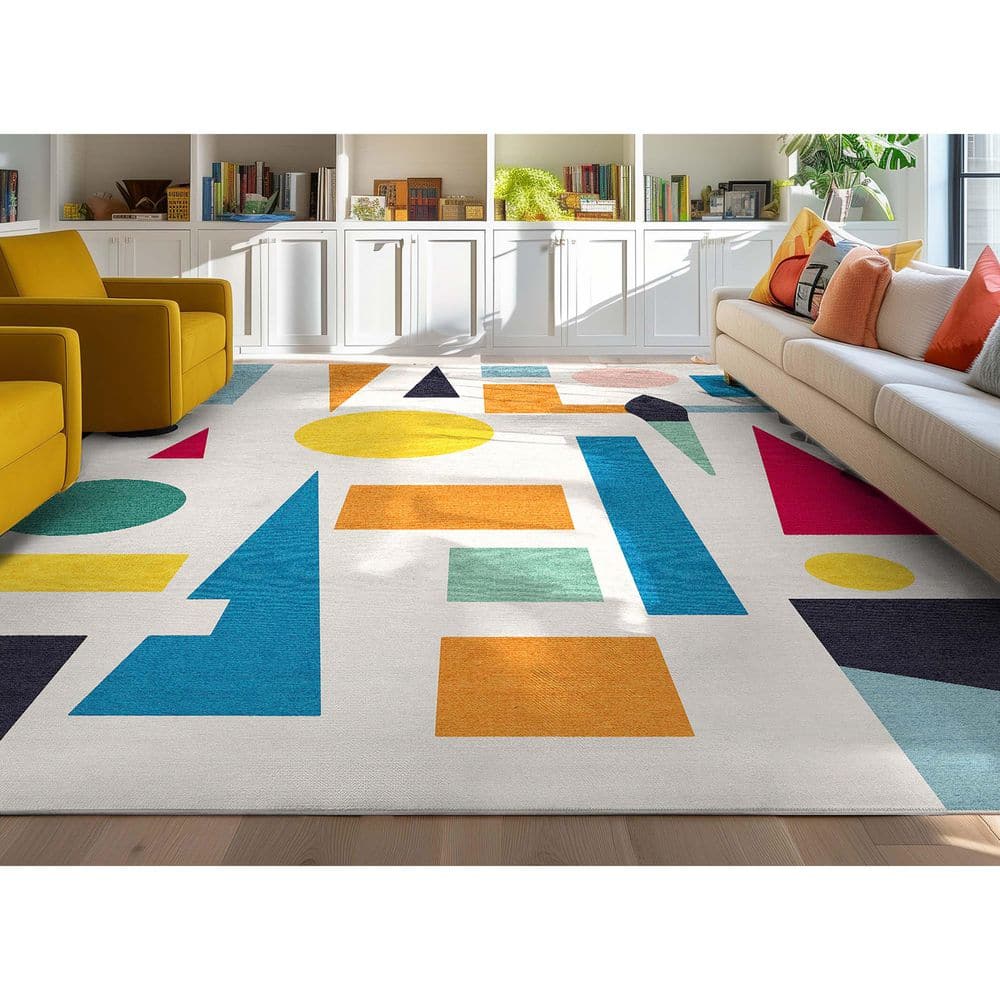 Crayola Abstract Art Color Blast Modern, Abstract, Multi Color 5 ft. x 7 ft., Area Rug - Hercitys