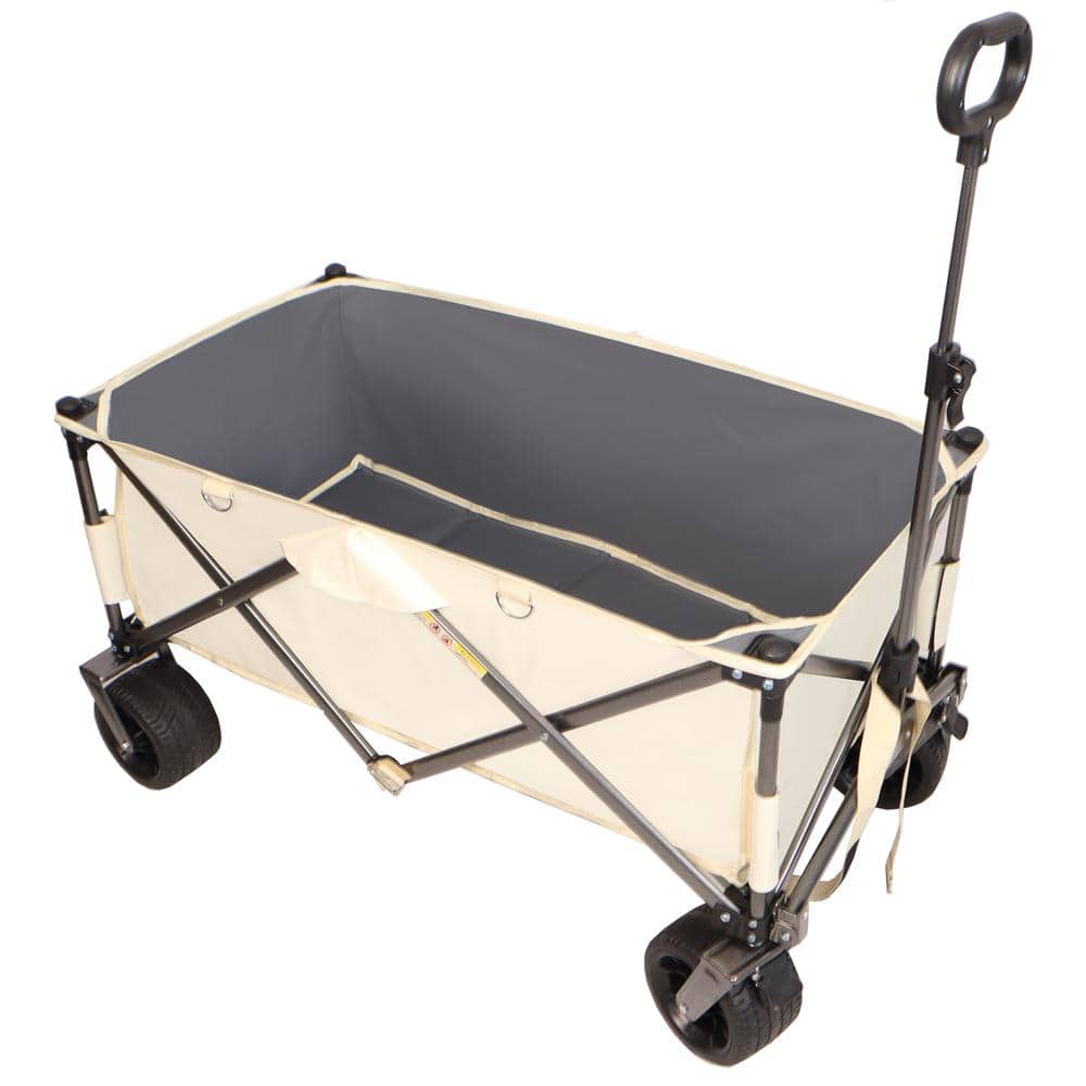 9 cu. ft. Steel Outdoor Garden Cart Large Capacity, Heavy-Duty Foldable with Big Wheels for Sand, Garden, Camping - Hercitys