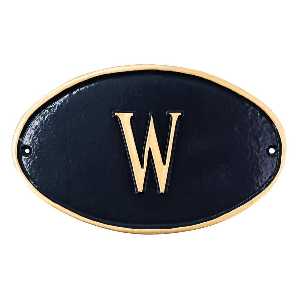 W Restroom Petite Oval Statement Plaque Black/Gold - Hercitys