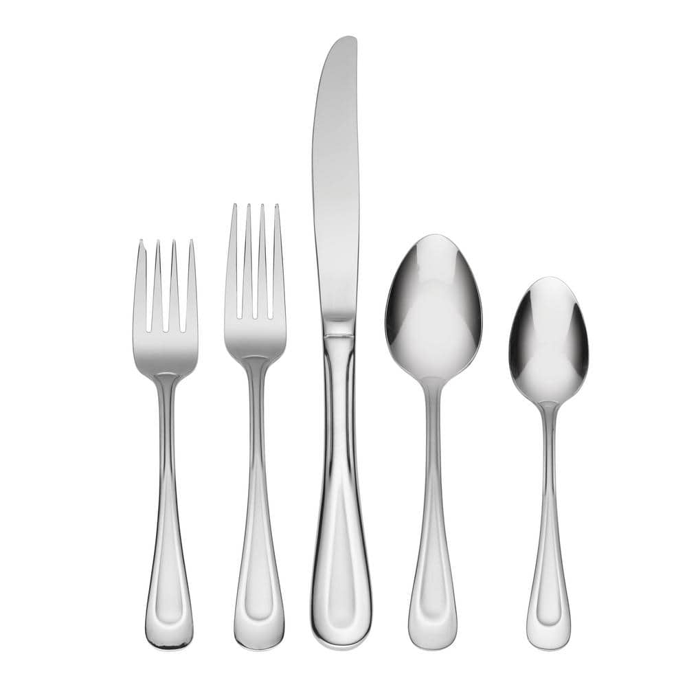 Satin Sand Dune 45-Piece Silver 18/0 Stainless Steel Flatware Set (Service For 8) - Hercitys