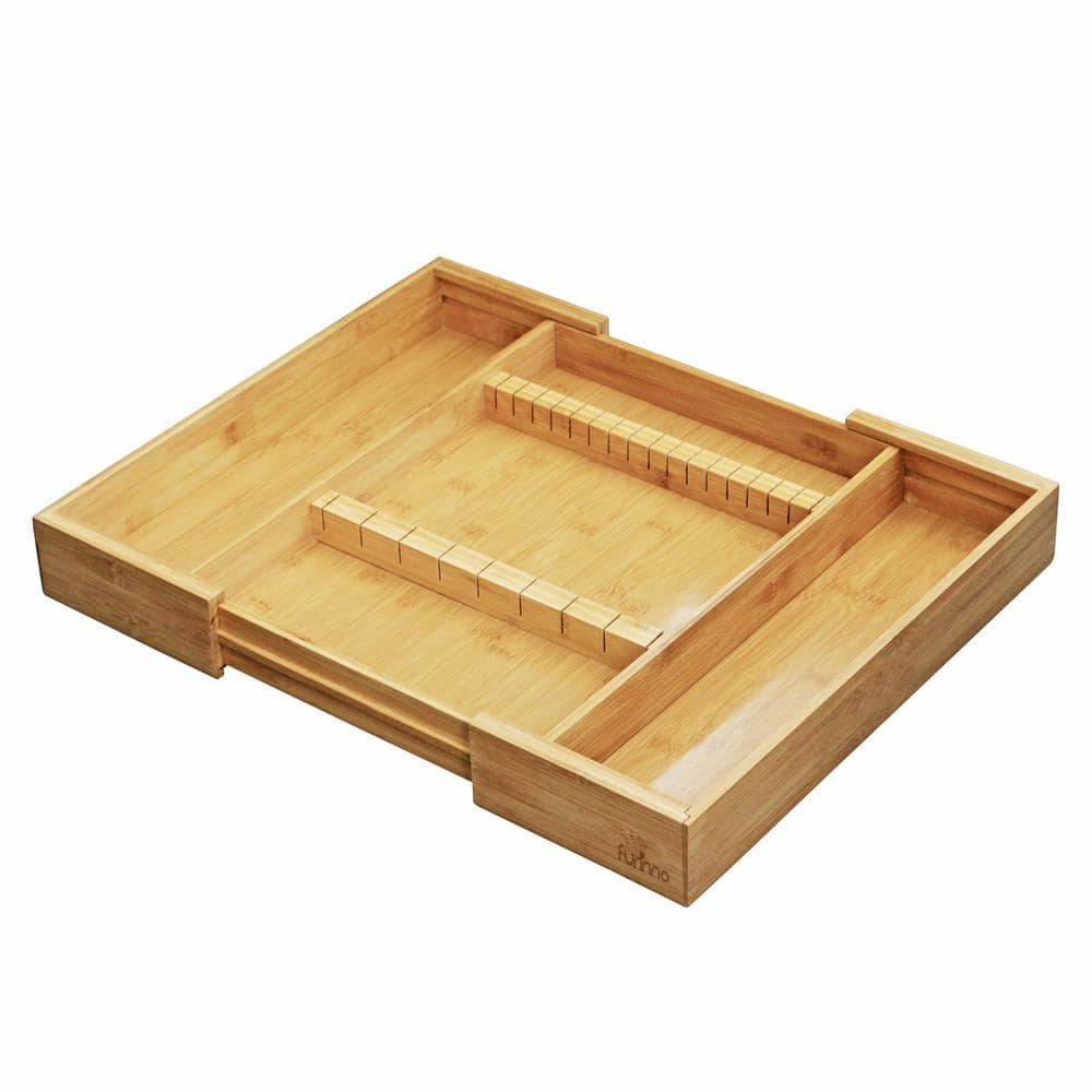 DaPur Natural Bamboo Drawer Organizer with Cutlery Storage - Hercitys