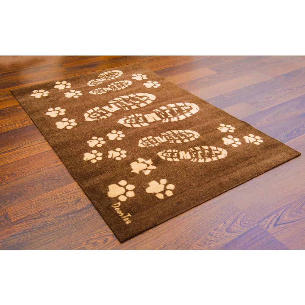 Doortex Brown 24 in. x 39 in. Boots Design Rectangular Indoor Wash Room Mat - Hercitys
