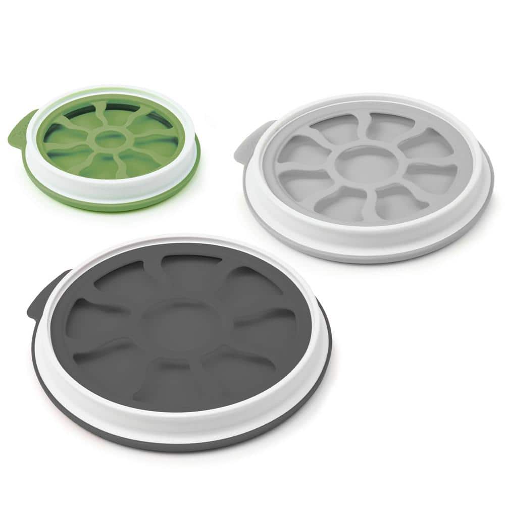 Tovolo Seal ‘N Store Produce Keeper Food Storage for Fruit, Onions and Veggies, Charcoal/Oyster Gray/Pesto (Set of 3) - Hercitys