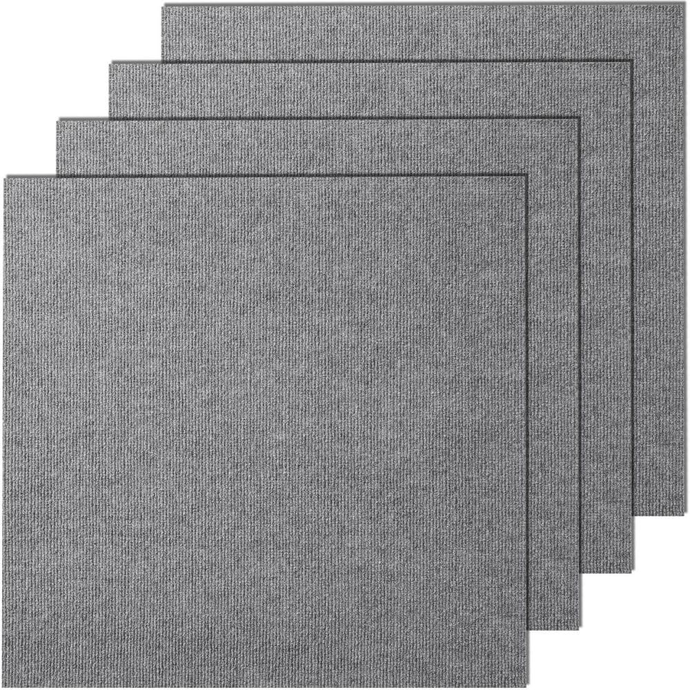 Gray Carpet Tiles Peel and Stick, Residential 24 in. x 24 in. Peel and Stick Soft Carpet Tiles Square 36 sq. ft. - Hercitys
