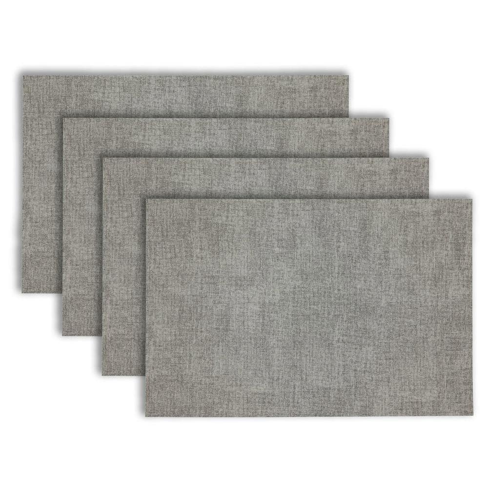 Amalfi 18 in. x 12 in. Grey and Green Reversible Vegan Leather Wipe Clean Placemat Set of 4 - Hercitys