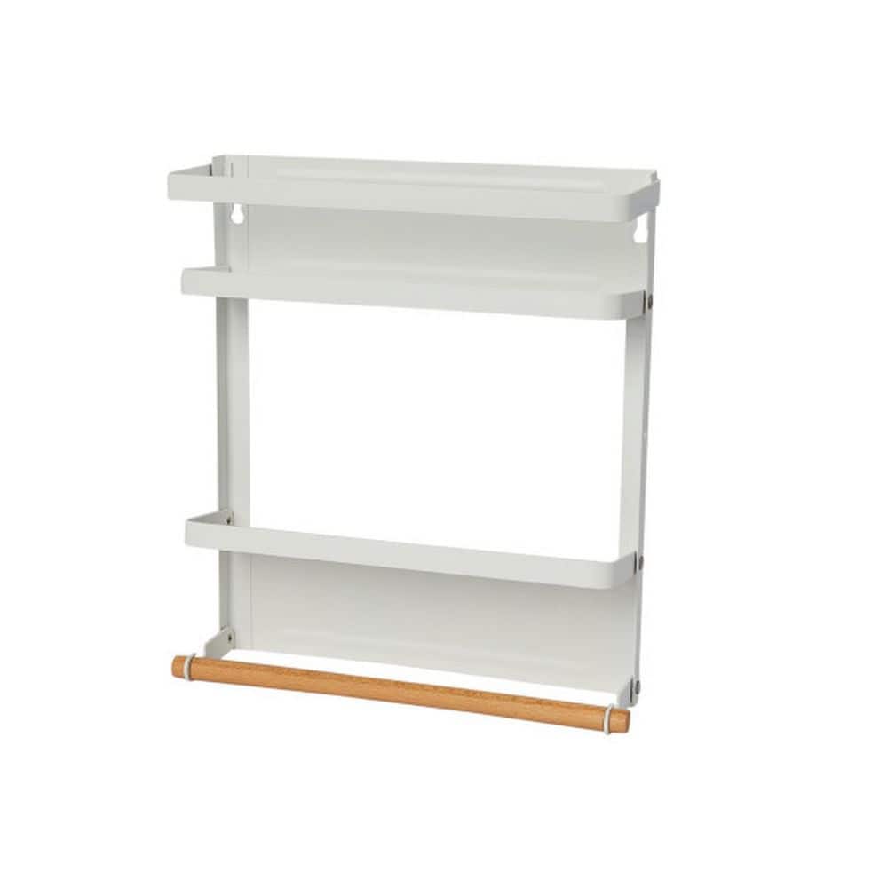 Magnetic Metal Paper Holder with 2 shelves in White - Hercitys