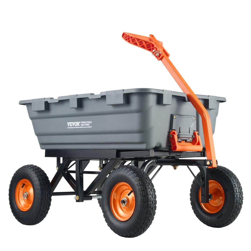 7 cu. ft. Dump Cart Poly Garden Cart with 1500 lbs.. Capacity Steel Frame Dump Wagon with 2-in-1 Garden Cart - Hercitys