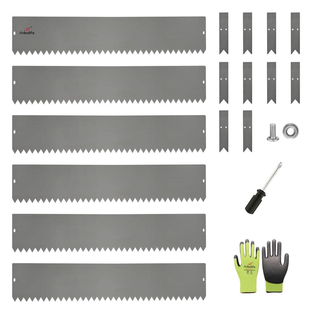 6-Pack 8 in. H x 40 in. W Quartz Grey Garden Landscape Galvanized Steel Edging with Gloves and 10-Stakes - Hercitys