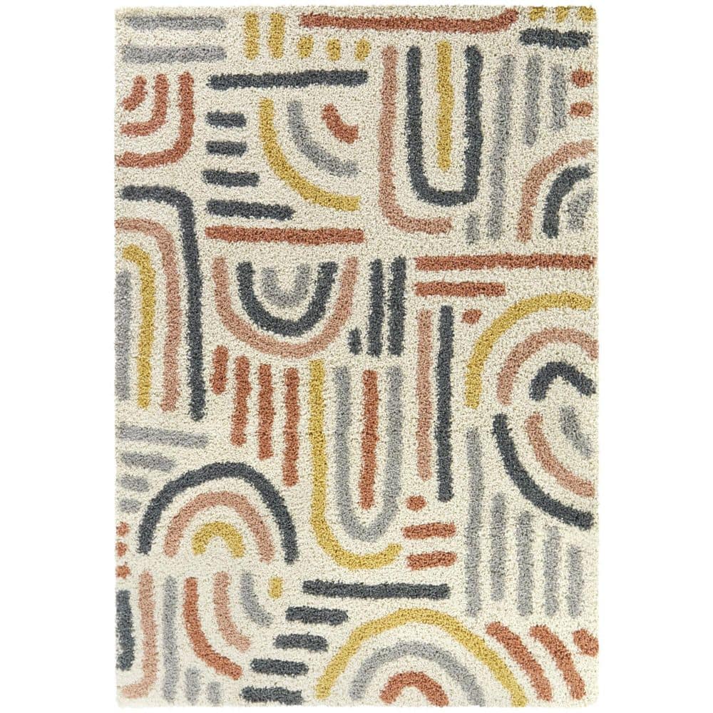 Marie Cream 5 ft. 3 in. x 7 ft. Abstract Area Rug - Hercitys